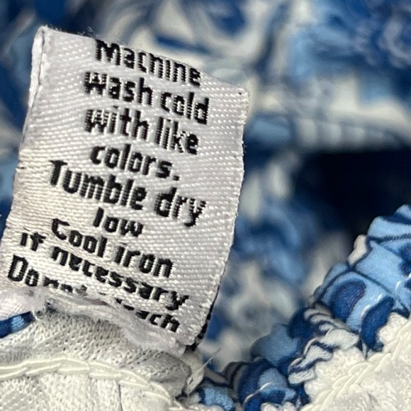 Sincerely Jules Dress Blue White Floral Puff Sleeve Twist Front Cottagecore Chic - Picture 8 of 9